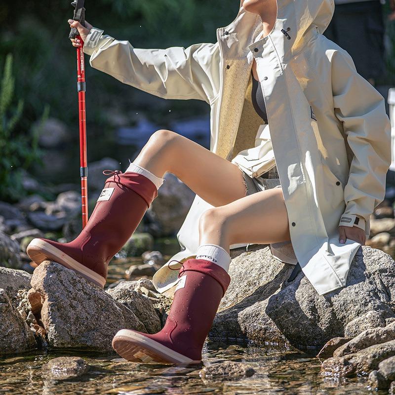 Fashion Outdoor Camping Water Shoes New Women's Bundle Waterproof Water Shoes Rain Boots Non-slip High Rubber Shoes