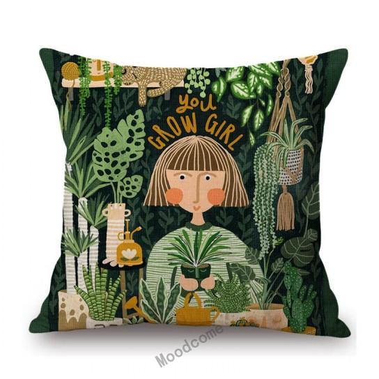 Botanical Tropical Plant Leaf Modern Art Cactus Home Decoration Sofa Throw Pillow Case Cotton Linen Chair Cushion Cover Case
