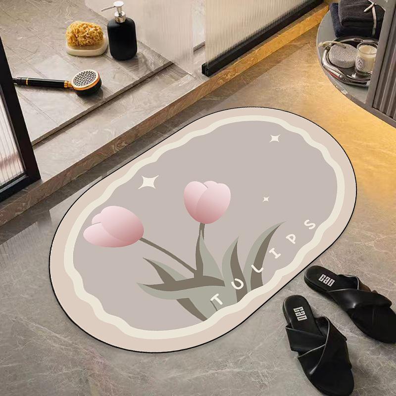 New Diatom Mud Mat Home Cartoon Carpet Toilet Moisture-wicking Foot Mat Easy To Clean Bathroom Mat Durable Durable
