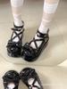 Spot | Sweetheart Fudge | Original lolita platform cross strap cute round head flat bottom doll bow lo shoes