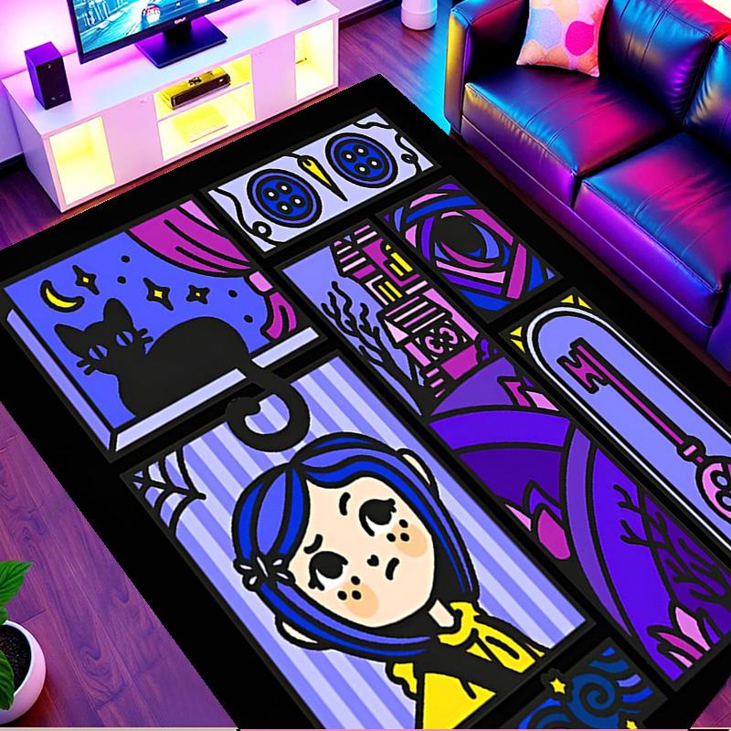 Coraline Print Rug, Washable Floor Carpet, For Entryway Dorm Laundry Room Office Study, Home Decor Birthday Christmas Gift