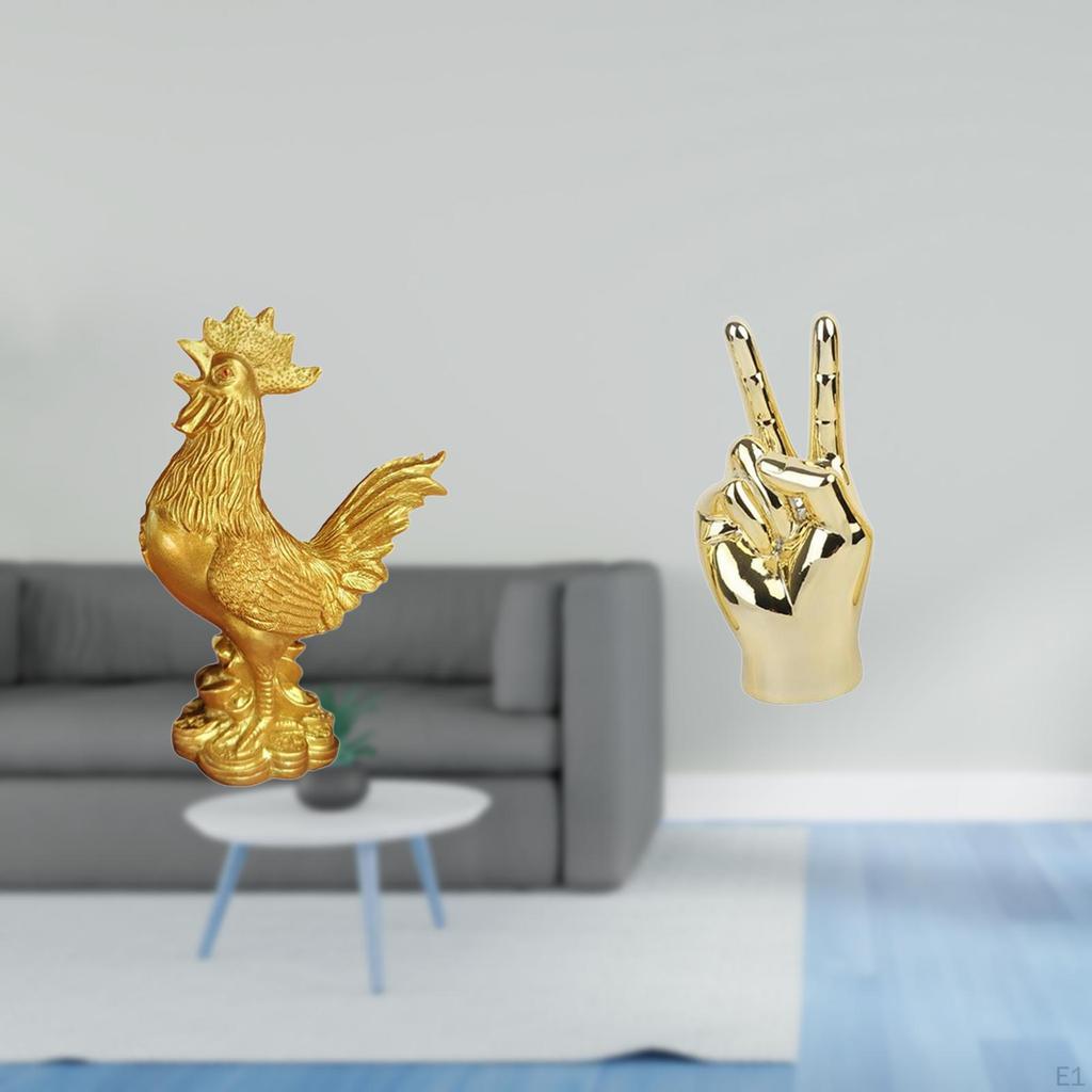 Chicken Figurine Feng Shui Decor Hand Finger Gesture Statue Sculpture for Creative Home Living Room