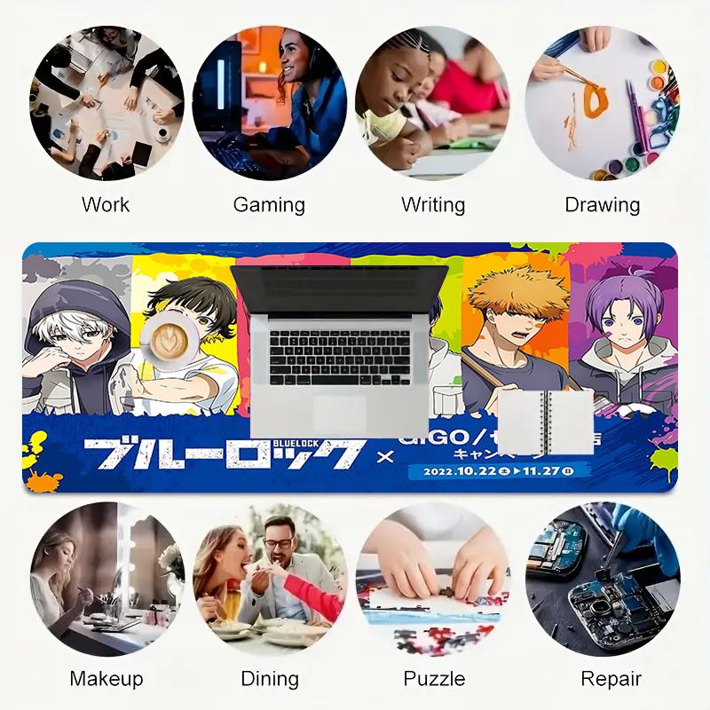 1Pc Colorful Anime Characters Gaming Mouse Pad Keyboard Desk Mat Non-slip Rubber Lock Edge Waterproof Computer Mousepad for Office Home Decor S1421