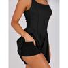 Damen Farbe Sport Strampler Eingebaute Shorts Lässiger Jumpsuit Workout Athletischer Strampler