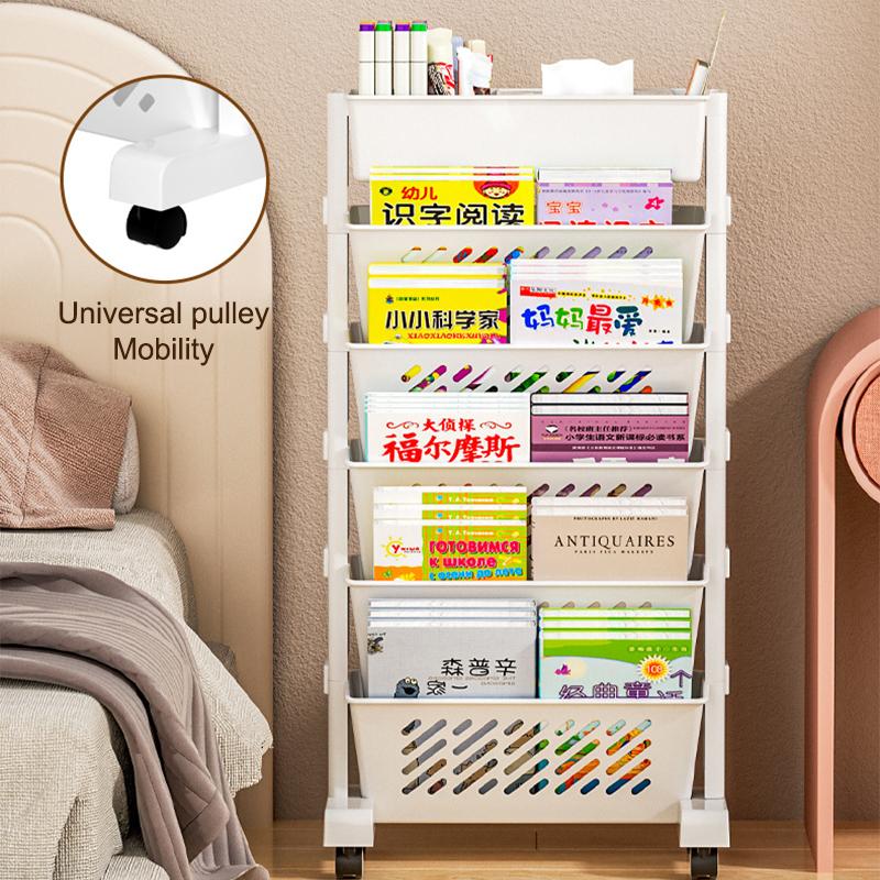Floor Mounted Movable Bookshelf With Wheels Classroom Desk Storage Rack Study Large Capacity Multi-Layer Book Storage Rack