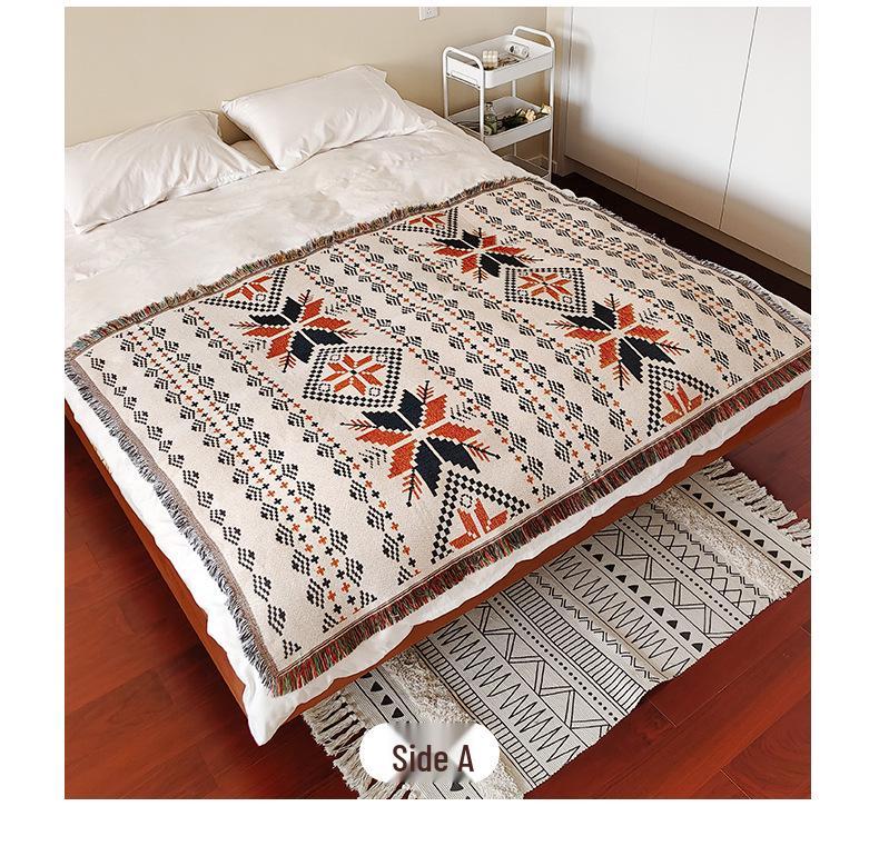 Bohemian Cotton Jacquard Throw Blanket and Bed Runner for Home or Hotel.