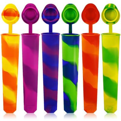 6 Stück Formen für Eis am Stiel, wiederverwendbare Baby-Eisformen, lebensmittelechtes Silikon, mehrfarbige Eisformen, DIY Frozen Popsicle Maker