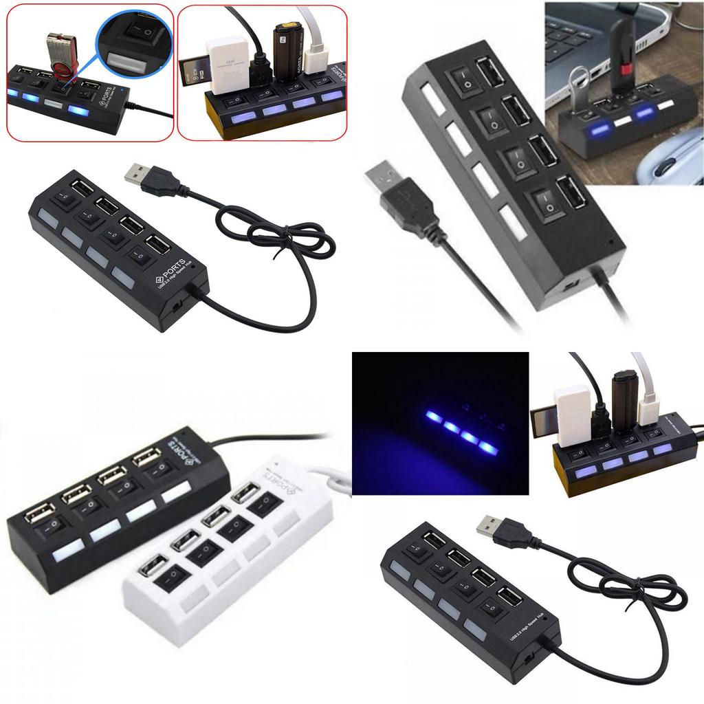 Black Led 4 Port Usb 2.0 Hub With Premium Quality Craftsmanship And Timeless Design