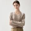 Autumn 2026 Women's Cashmere V-Neck Sweater – Elegant Solid Color, Rolled Hem, Loose Fit, Slimming, Warm Base Layer.
