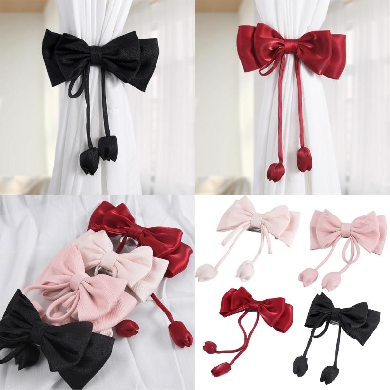 2 sztuki Eleganckie Różowe Kokardy Zasłony Podwiązki Klipsy Klamry Dekoracja Akcesoria Ślubne