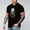 Soft Cotton Unisex Short Sleeve Tshirt Full Moon Water Ripple Print Crew Neck Urban Basic Unisexs Tee Six Shades