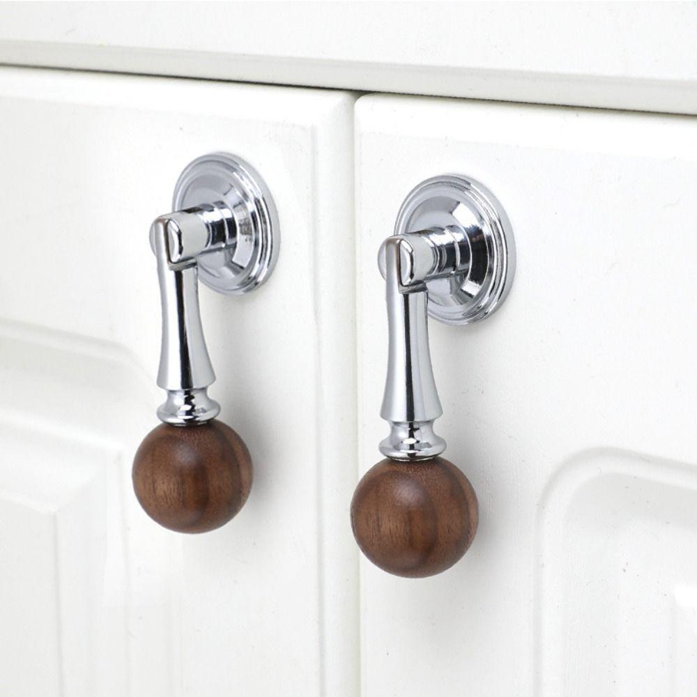 French Chic Wooden Ball Pendant Cabinet Pulls Durable Retro Wood Ball Pendant Handles  Drawer