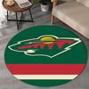 1PC Minnesota-Wild Hockey Team Round Rug, Non-slip Chair Mat, Home Decor, Circle Carpet Perfect for Office, Bedroom, Living Room,Christmas Gift