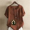 Women's Fashion Round Neck Short Sleeve T-shirt Casual Cotton Linen Graphic Shirt Leisure Loose Christmas Elves Prined Summer Blouse Tops