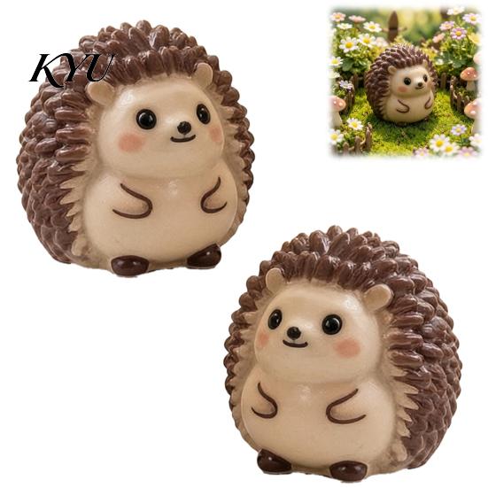 Pastoral Garden Figurines 2Pcs Cute Hedgehog Resin Mini for Succulents Pot Terrarium, Micro Landscape Small Gift Items Decor, Miniature Forest Animal