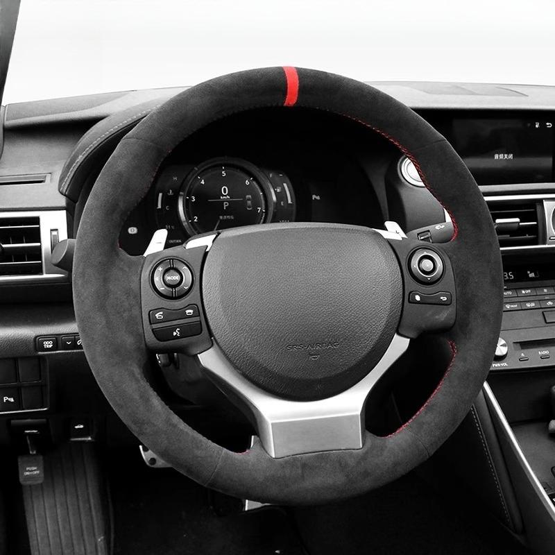 

For Lexus IS250 2014 2015 IS300 IS350 IS F-Sport IS200t 2016 2017 hand-stitched suede Non-slip Non-slip car Steering Wheel Cover 3