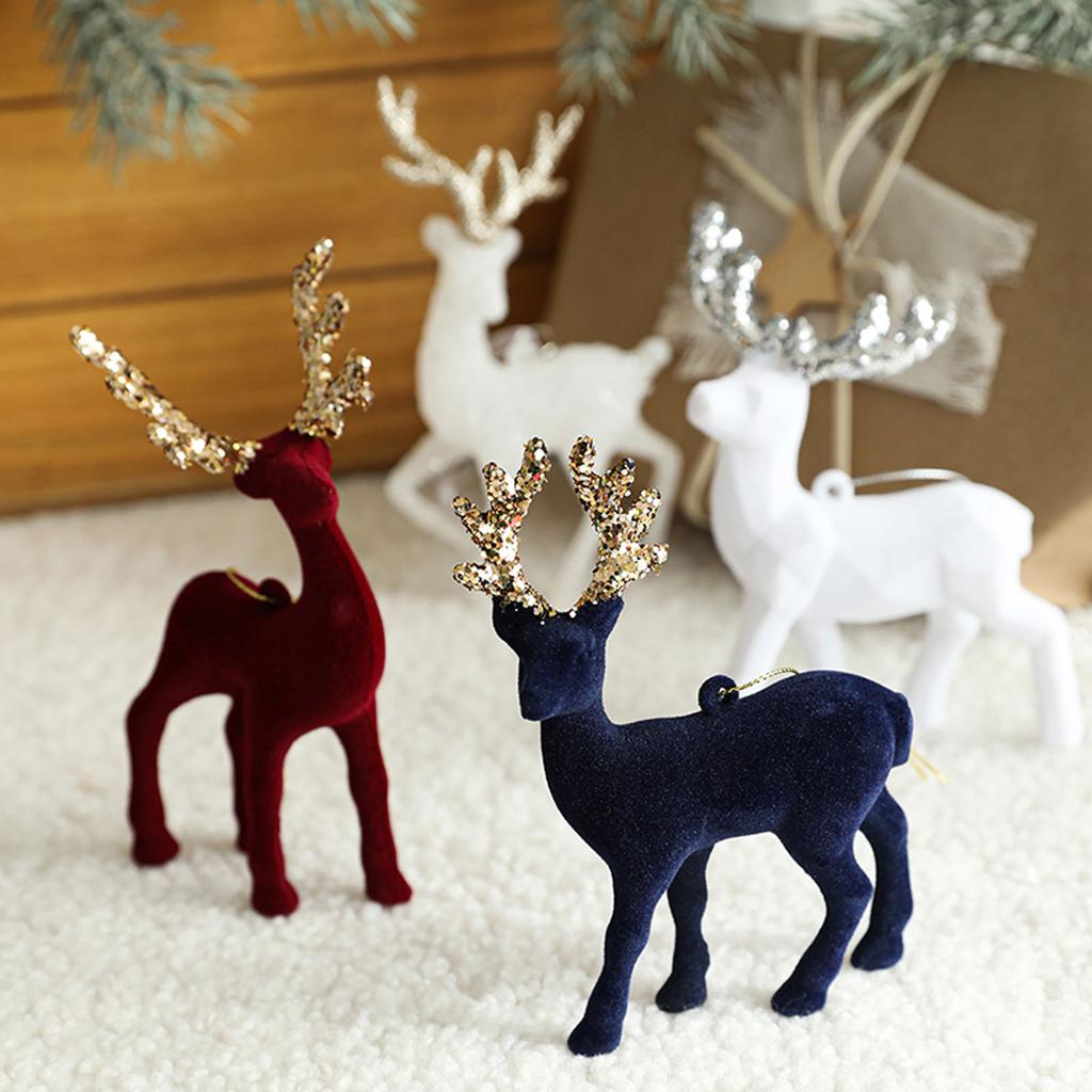 Christmas Elk Ornaments Christmas American Snow Deer Plastic Pendants Flocking Atmosphere Decoration Decorations