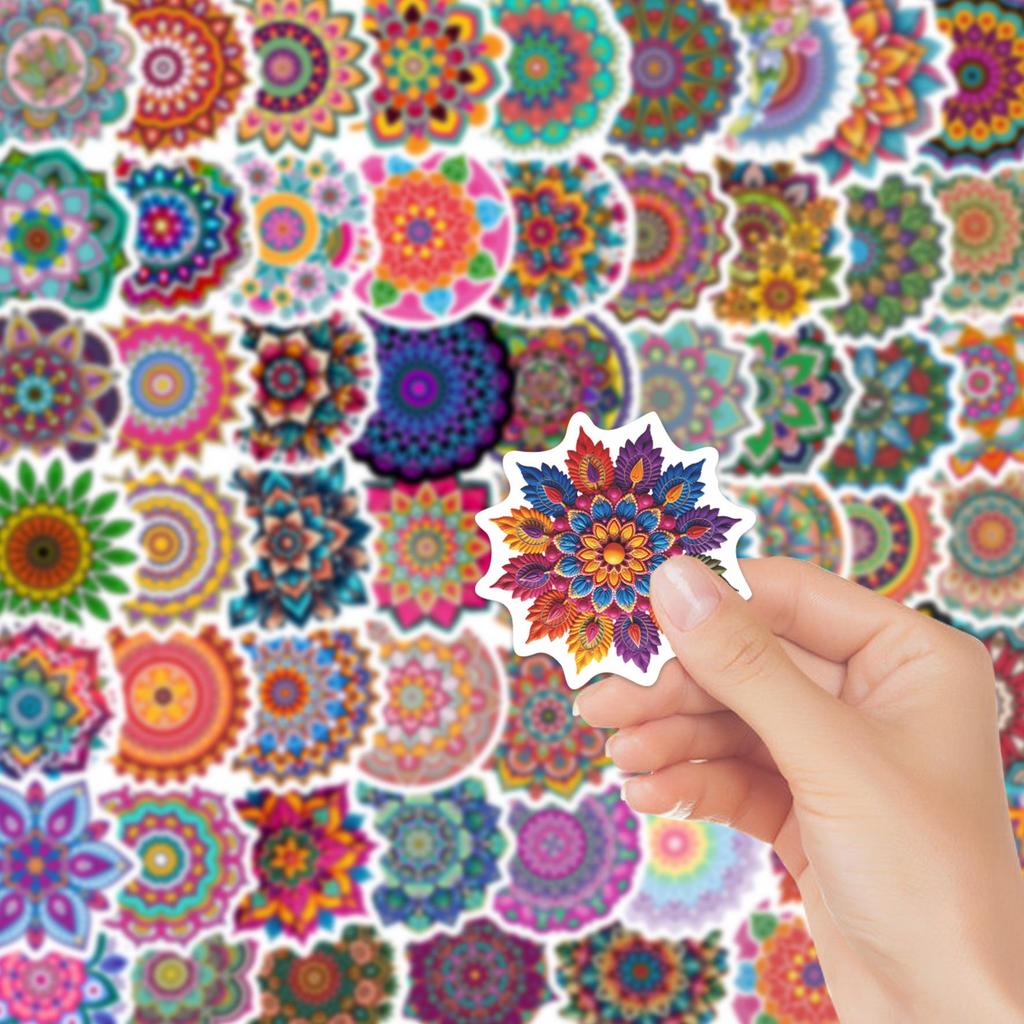 60pcs Cartoon Mandala Graffiti Art Stickers for Notebook, Luggage, DIY Decoration - PVC Set