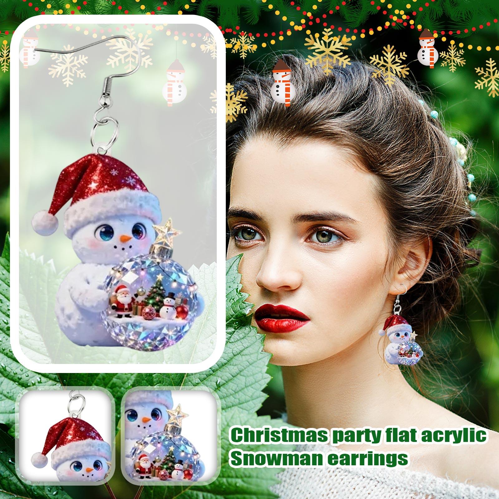 

Серьги Снеговик Снежок Рождественская Вечеринка Плоские Акриловые Серьги Снеговик One Size