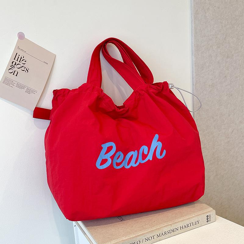 New Drawstring Canvas Bag Tote Bag Commuter Tote Bag Shoulder Bag Large Capacity Shopping Bag Bento Bag