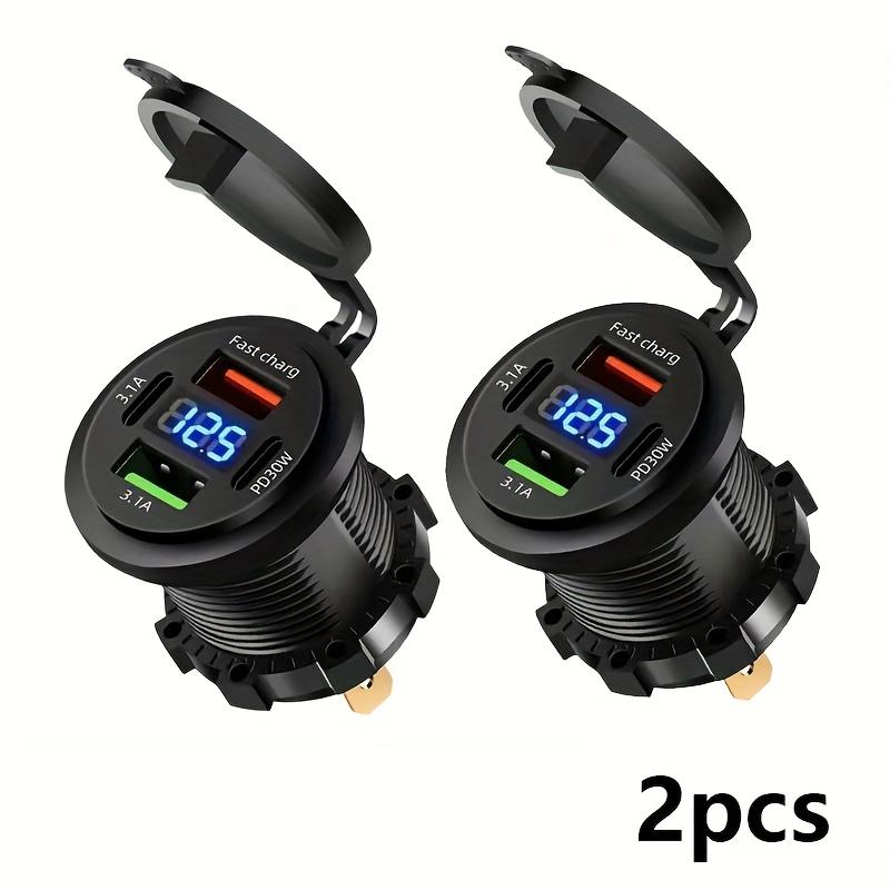 4-Port PD30W Schnell-Autoladebuchse mit LED-Anzeige für 12V-24V Fahrzeuge