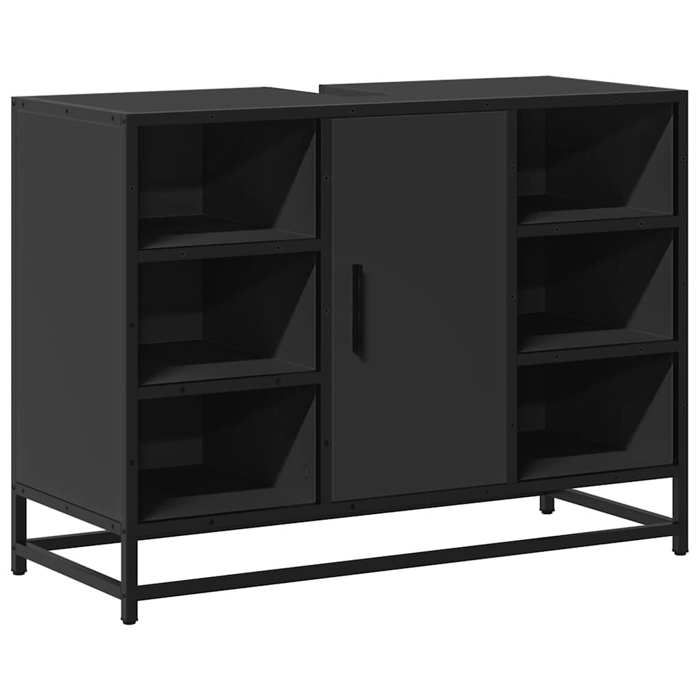 VidaXL Armoire lavabo de salle de bain noir 80x33x60cm bois ingénierie, meuble de lavabo de salle de bain, meuble de salle 849289
