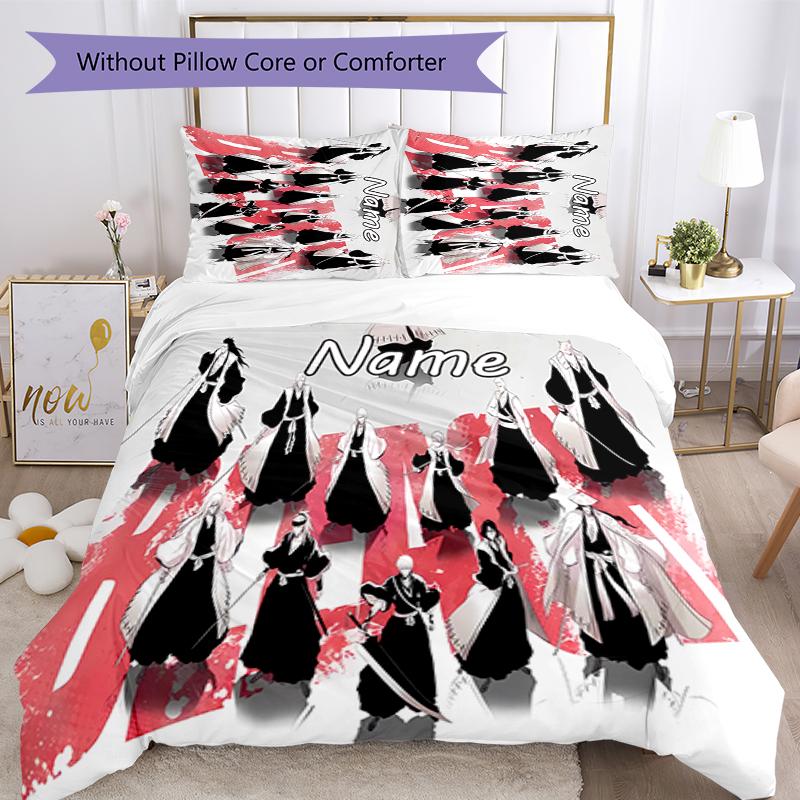 3pcs Custom Name Byakuya Kuchiki Bedding Set Duvet Cover Closure Includes 1 Duvet Cover & 2 Pillowcases for All Seasons Bedroom Decor