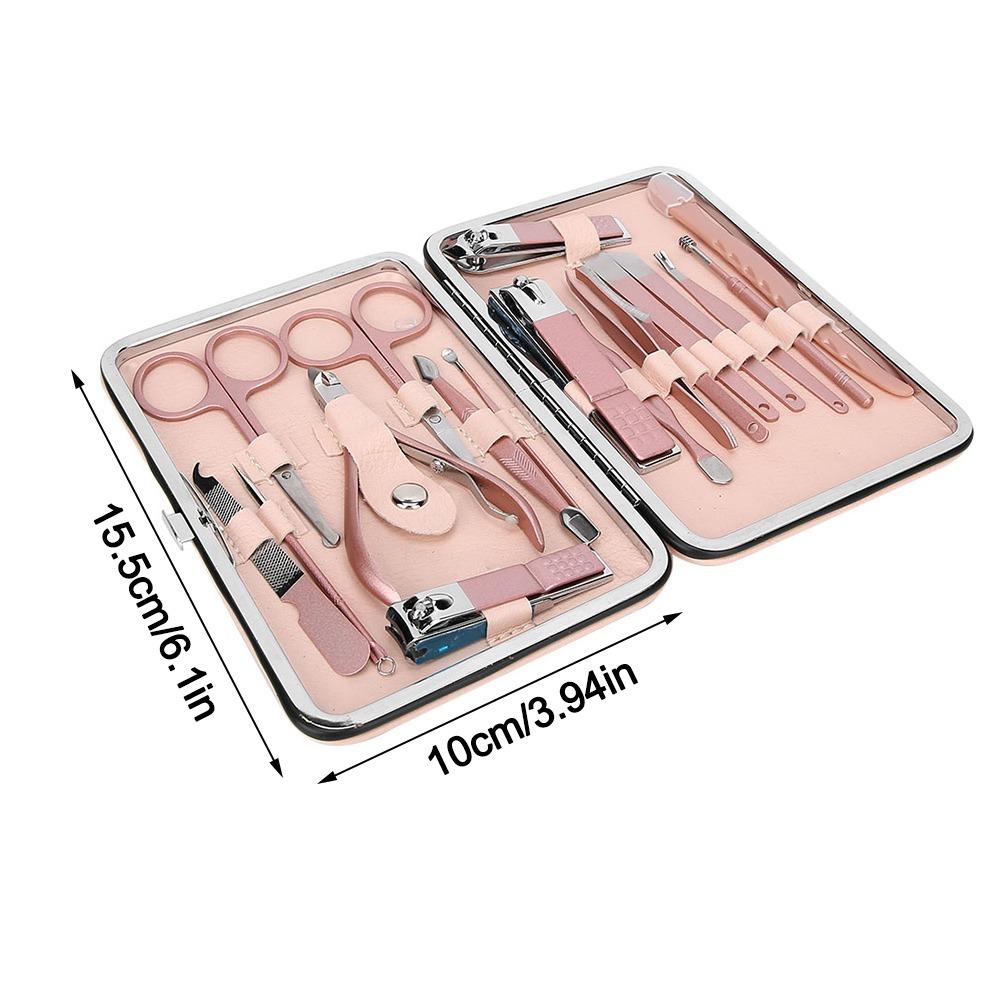 18PCS Stainless Steel Nail Clippers Set Rose Gold Nail Care Kit Nail Art Tool Set  Nail Shops