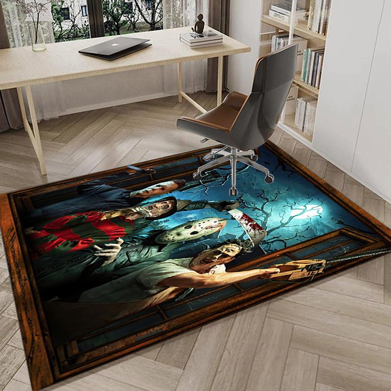 Horror Movie Characters Collage Carpet, Chair Rug,Rug for Office Bedroom living rooms, Doormat decor Fan Gift Christmas Gift