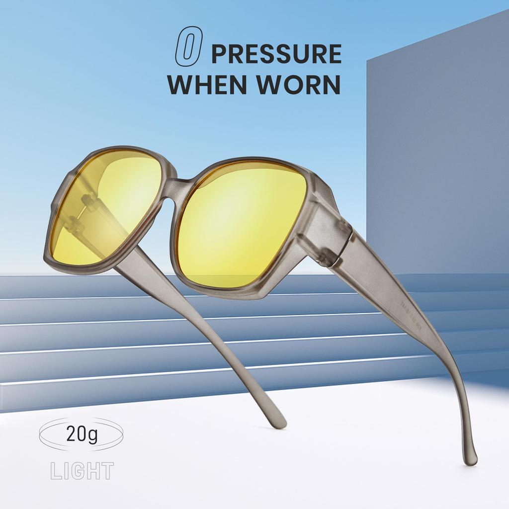 Oversized designed to be worn over polarized UV TR90 slimming for stylish [Cyxus] Sunglasses, eyeglasses, lenses, protection, ultra-lightweight,