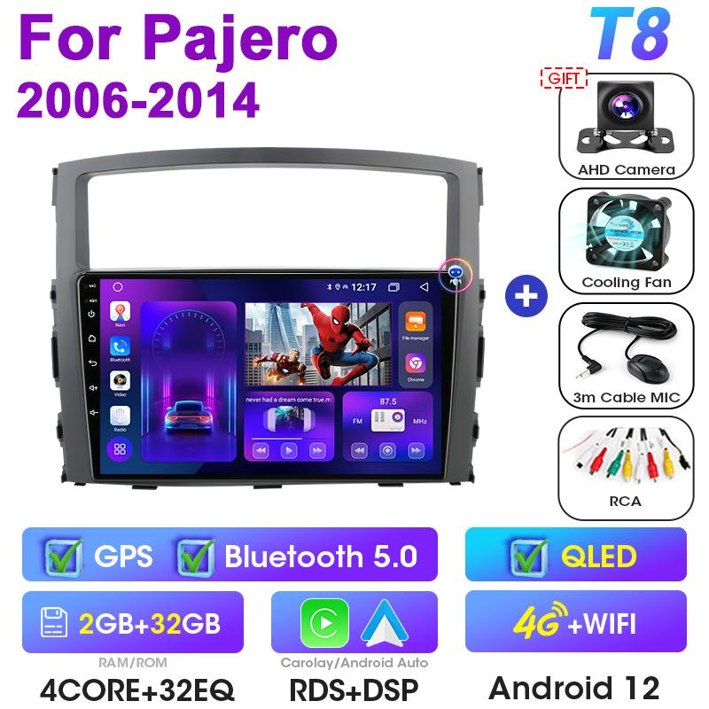 Android 12 Car Radio For Mitsubishi Pajero 4 V80 V90 2006 - 2014 2 Din Carplay Auto Stereo intelligent Systems Smart Autoradio