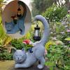 Resin Animal Statue Light Cute Garden Figurines Sculptures Lamp Cat Elf Solar Ornament  Outdoor
