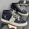 Fashion Denim Men's Canvas Shoes Breathable High Top Shoes for Men Slip On Sneakers Male Spring Summer Casual Platform Vulcanized Shoes