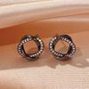 Twisted Knot Stud Earrings for Women Sparkly Interlocking Circle Earrings Minimalist Daily Fashion Jewelry