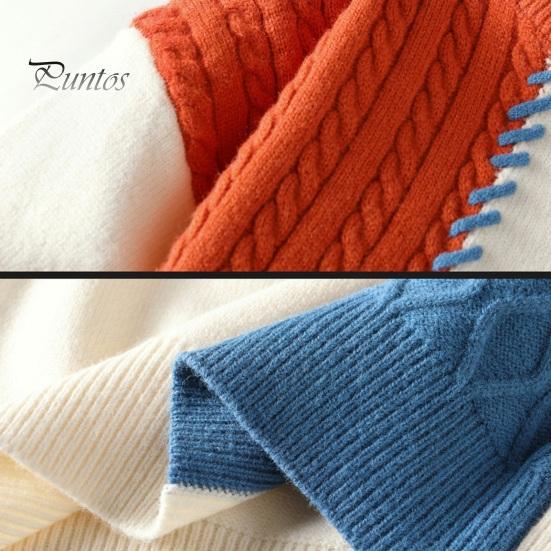 Podzim Zima Muži Svetr Barva Blokování Krájení Design Kulatý výstřih Volný Pletený svetr Silný Teplý Spodní Svetr Běžné Oblečení Práce Seznamka Svetr