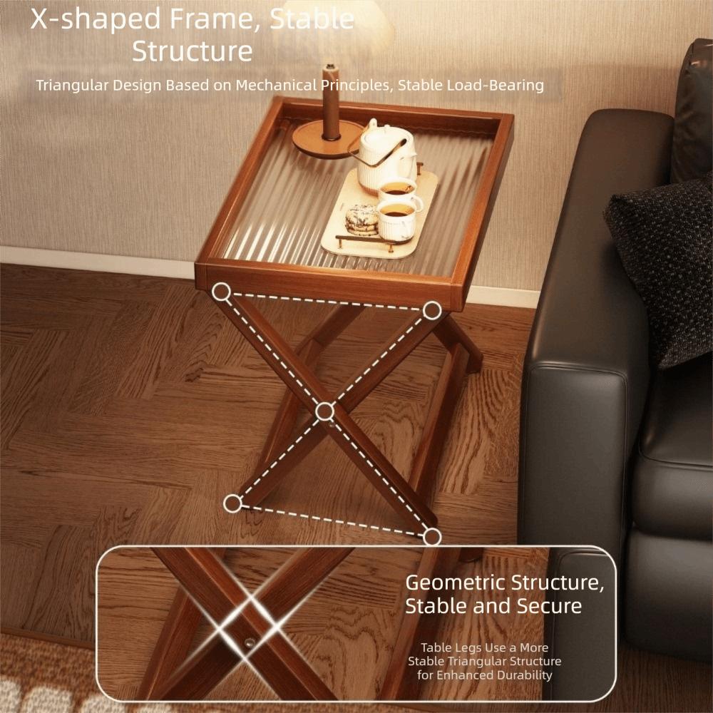 Sturdy Base Foldable Coffee Table Quick Setup Mini Side Table Wooden Small Table  Home Living Room