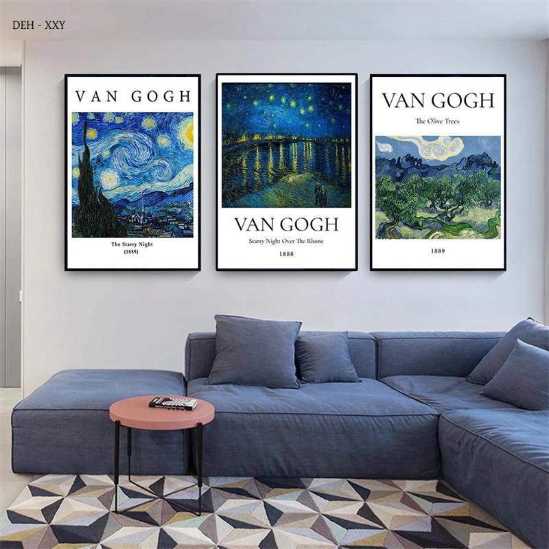 Impresionistické umělecké dílo Van Gogh Hvězdná noc Slunečnice Umění Plátno Malba Tisky Plakát Nástěnné obrázky Domácí Obývací pokoj Dekor