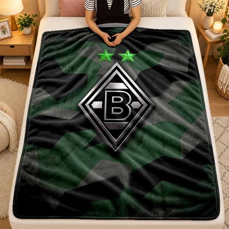 Koc Flanelowy Borussia Mönchengladbach Ciepły Miękki Koc Rzutowy do Użytku Wewnętrznego na Sofę Łóżko Salon
