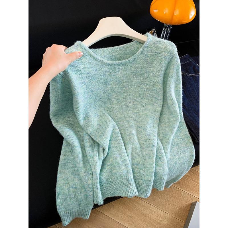 

Small fresh white mint green raccoon fleece sweater knitted sweater top women s winter XL