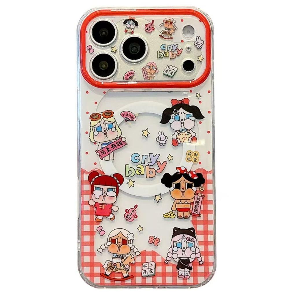 Crying baby girl magnetic suction bracket for 17promax mobile phone case Apple 16 new iPhone15