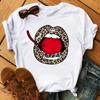 New Unisex Pink Lips Leopard Graphic T Shirt Casual Fahion Oneck Sexy Black Tees Kiss Lip Funny Girls Tshirtdrop Shipping