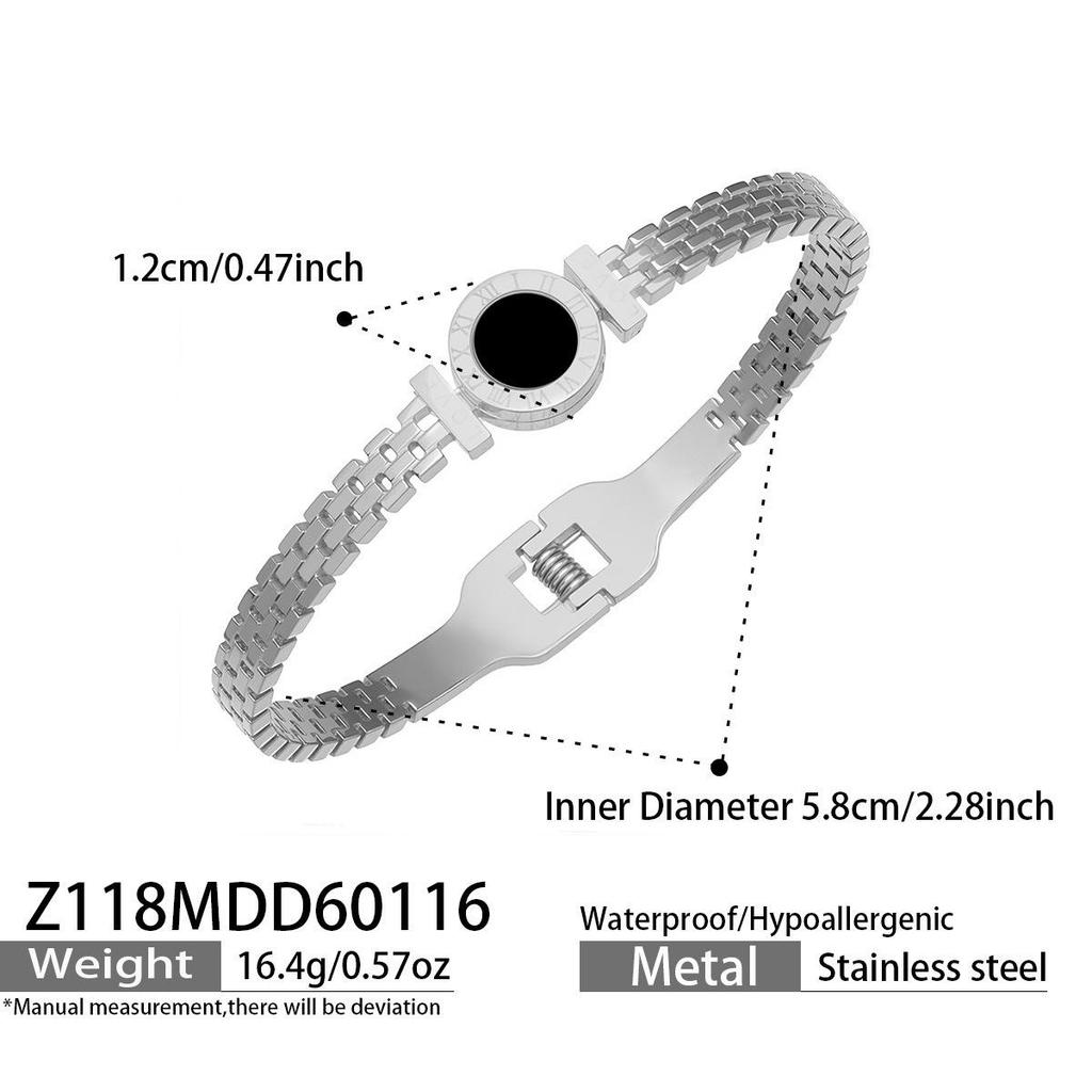 European Luxury Roman Numeral Dial Shell Acrylic Stainless Steel Openable Bracelet