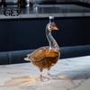 Collectible Spirit Bottle Goose Bird Shape Whiskey Decanter, 3D Glass Animal Liquor Light Refracting Decanter for Bar Display, Art Wine Dispenser Home