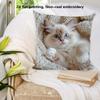 Cute Ragdoll Kitten Pillow Cover Realistic Blue Eyes Cat Print Cozy Fluffy Kitten Cushion Case For Sofa Bed Couch Home Decor