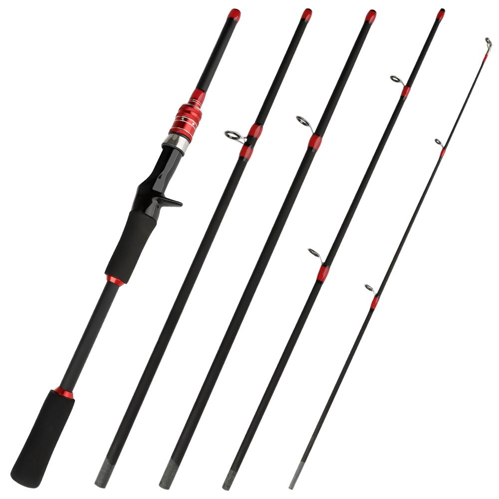 FTK NEW 1.8M 2.1M  Red Telescopic Fishing Rod Carbon Fiber Lengthen Wooden Handle Spinning Casting Rod Portable Trout Rod