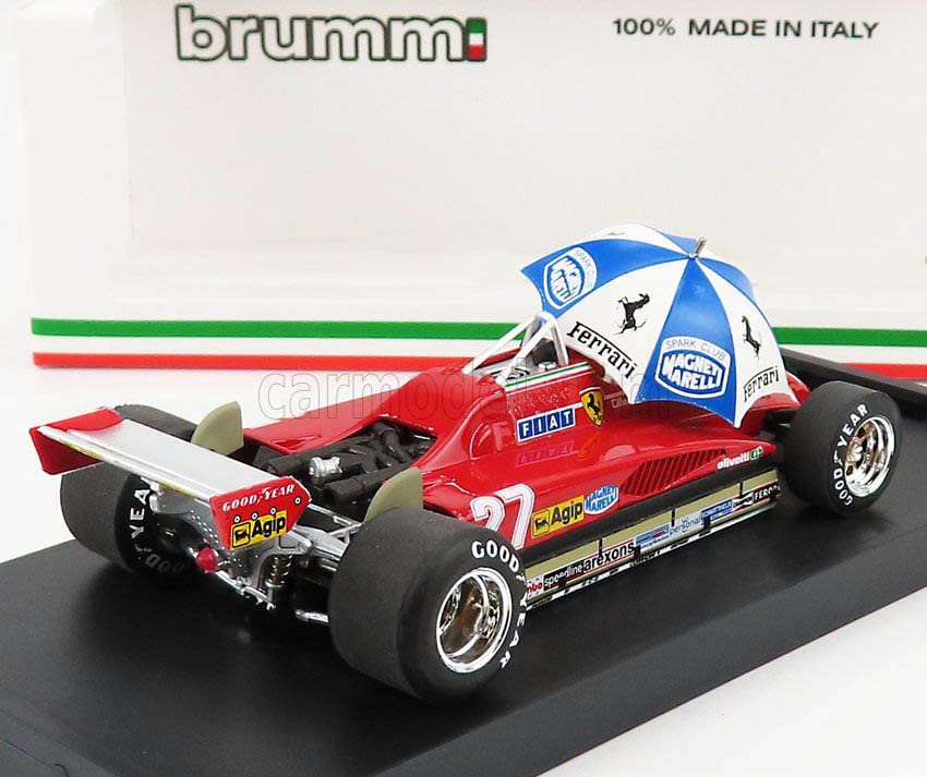 BRUMM Ferrari F1 126C2 Gilles Villeneuve Umbrella 1982 Brazilian GP BRUMM FERRARI GILLES VILLENEUVE 1/43 Figure/with [item]