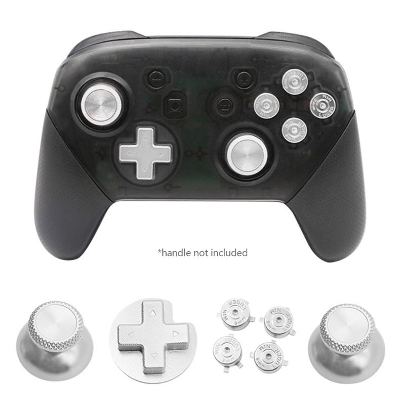 Metal Thumb Stick Keys for Switch Pro Controller Replacement ABXY Trigger Buttons Mushroom for Head with Tool