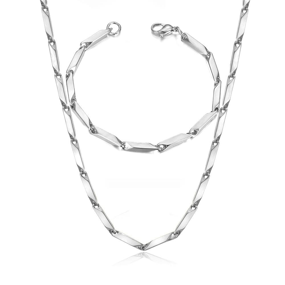 Gold Color Stainless Steel 3mm Irregular Link Chain Bracelets Necklace For Women  Party Wedding Jewelry Sets Gifts