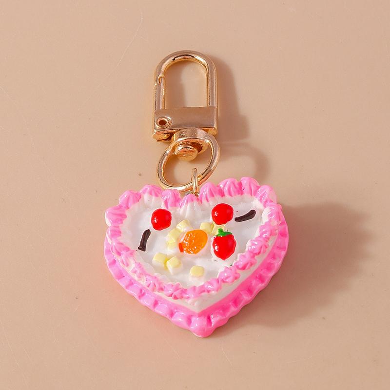 Lovely 3D Simulated Fruit Cake Keychain Food Keyring Pendants for Women Girls Handbag Decor DIY Kid's Jewelry Gifts