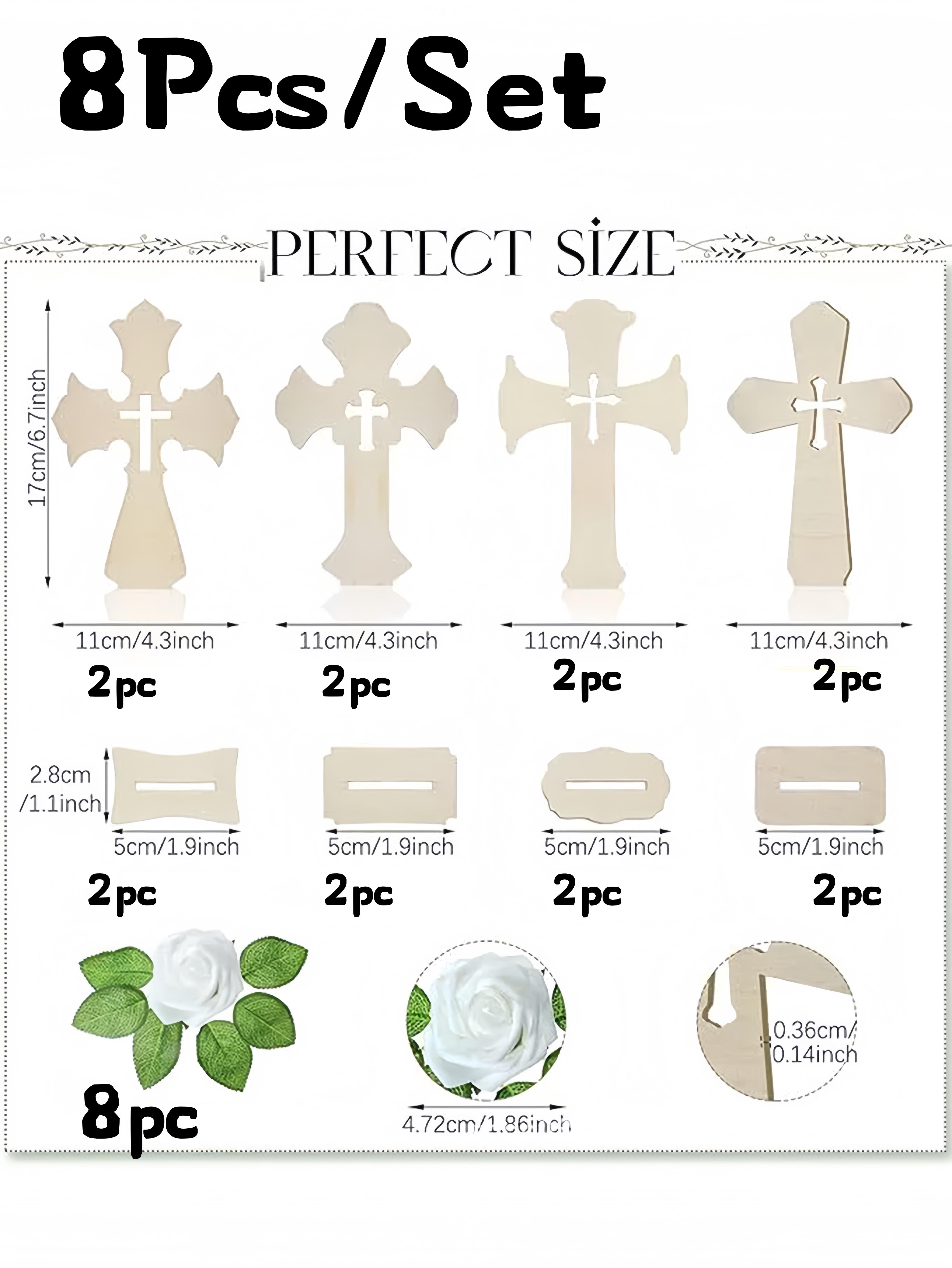 

Wooden Crosses with Artificial Roses Standing Crosses with Bases, Baptism Centerpieces, Wedding Party Home Decor